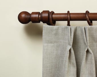 Wooden Curtain Rod Set, Handcrafted Beech Curtain Rod, Minimalist Wooden Design
