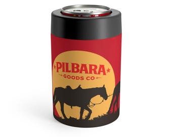 Enfriador de latas con aislamiento personalizable "Atardecer de vaquero" con diseño de rodeo occidental