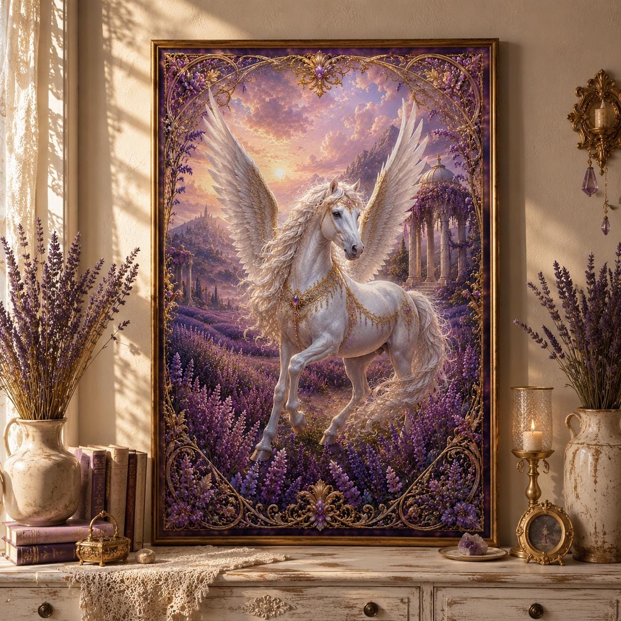 Pegasus Art Print | Mythical Creature Wall Decor | Winged Horse Fantasy ...