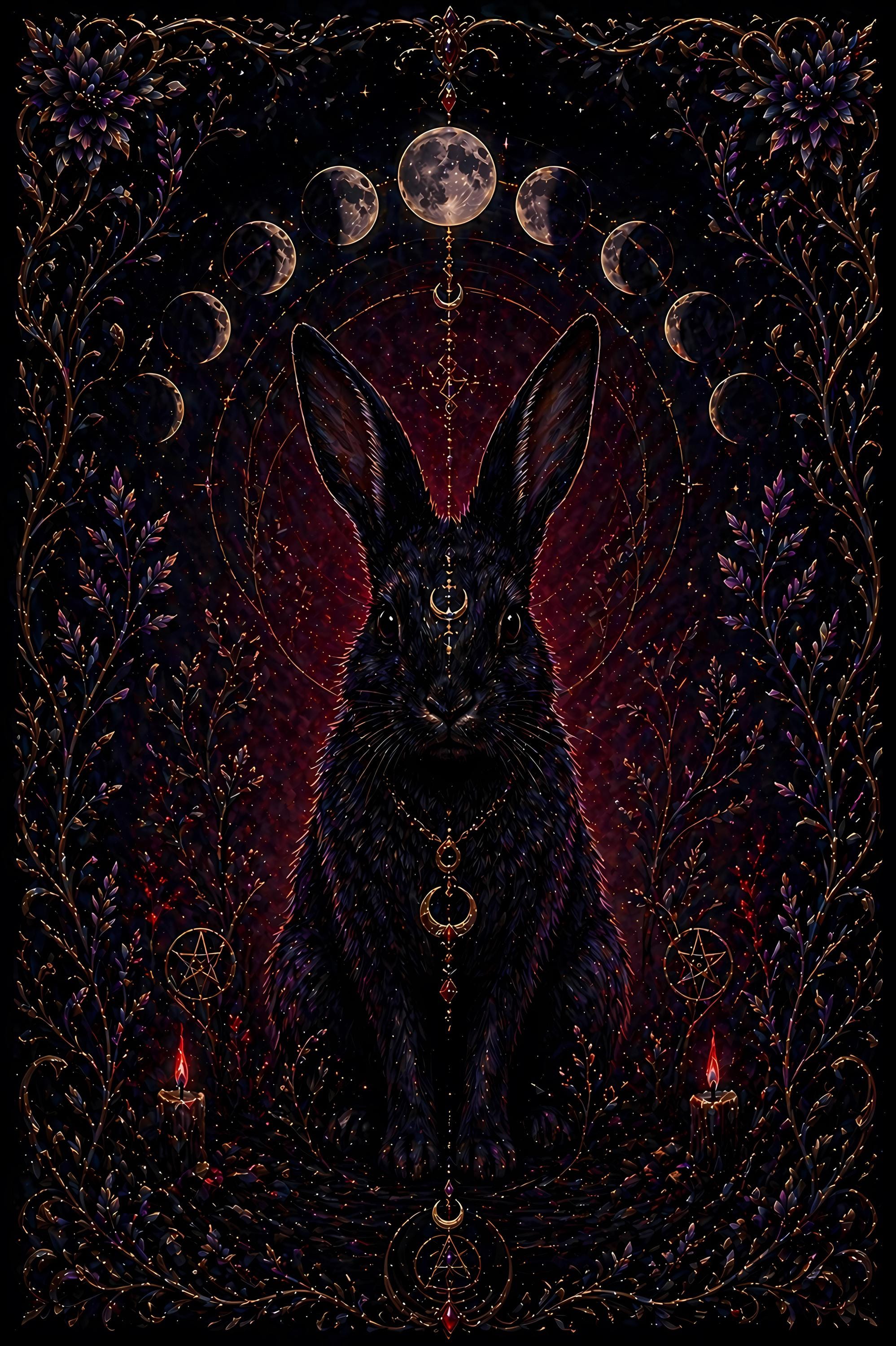 Gothic Moon Hare PRINTABLE Wall Art | Instant Download | Witchy Rabbit ...