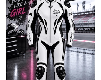 Dames leren motorracepak CE Level 2 bescherming handgemaakt trainingspak