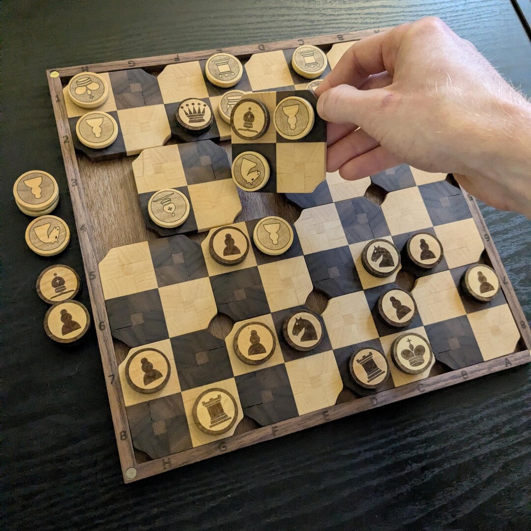 Magnetic Chess Set. Walnut and Maple End-grain. 16-tile Board for ...