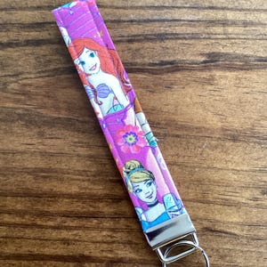 Disney Princess Cinderella and Little Mermaid Ariel Wristlet Key fob Keychain Key Ring