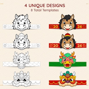 2026 Chinese New Year Paper Crowns • Year of the Horse Craft for Kids ...