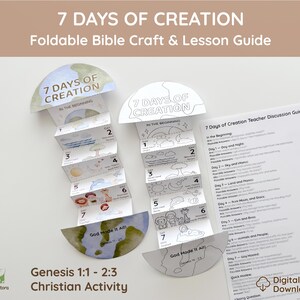 7 Days of Creation Folding Surprise Bible Craft & Lesson Guide, Sunday School Activity