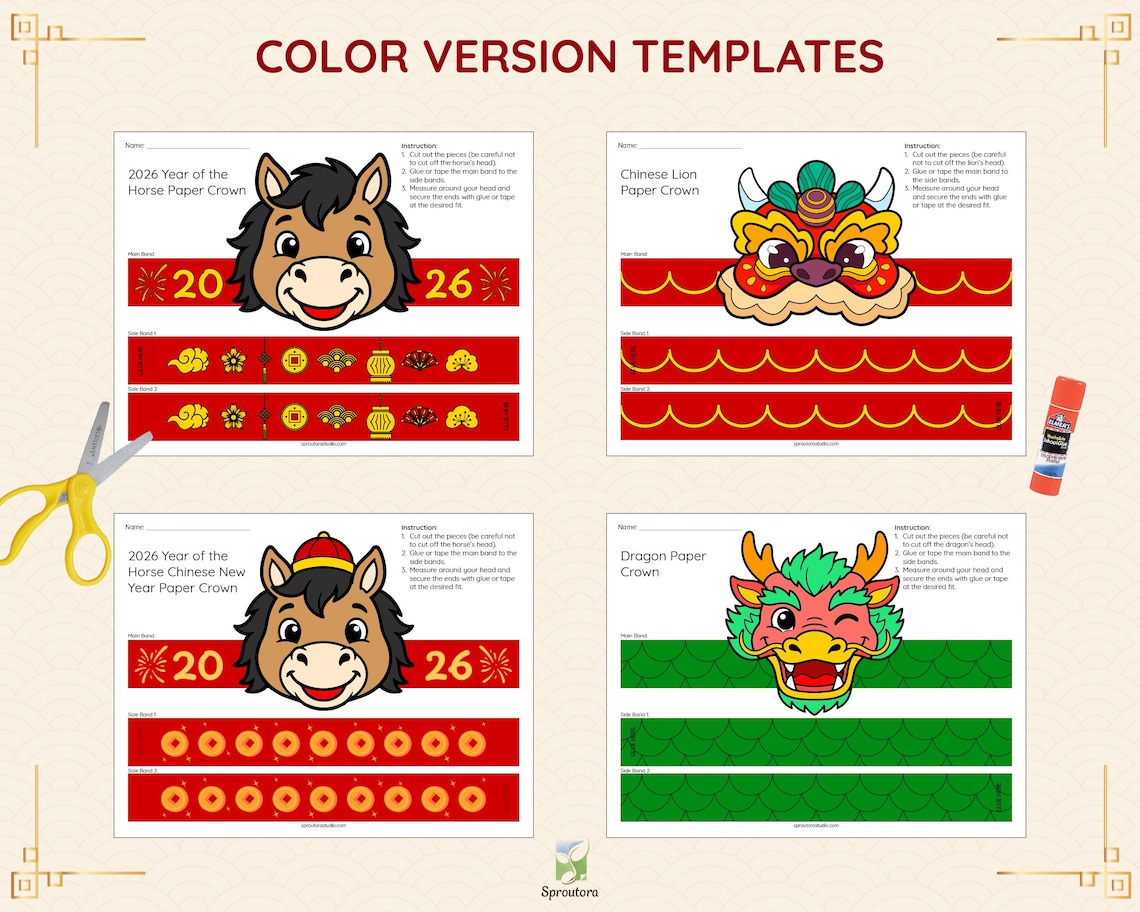 2026 Chinese New Year Paper Crowns • Year of the Horse Craft for Kids ...