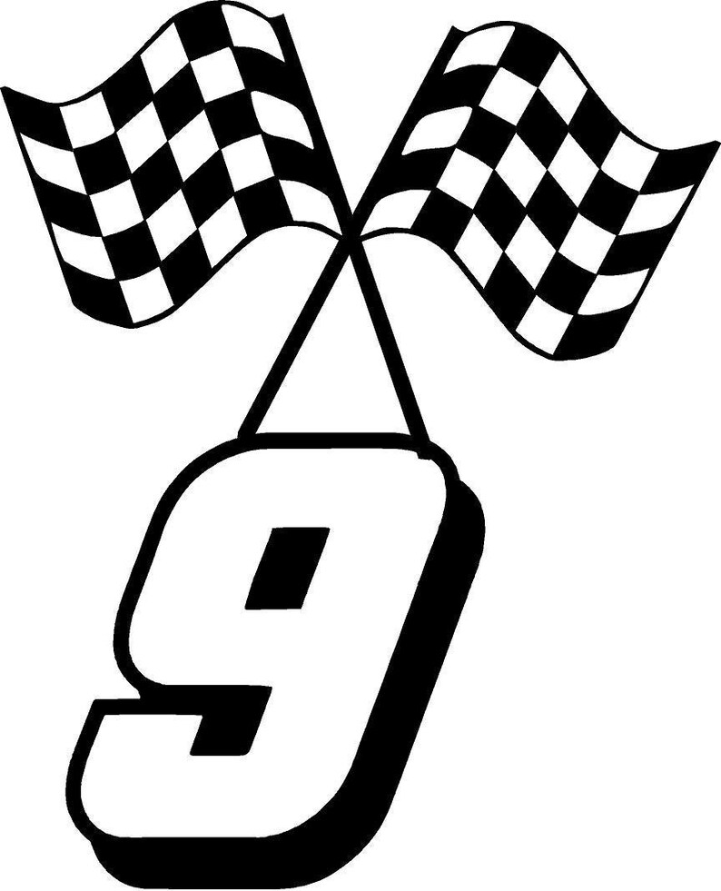 RACE CAR Fan Decal #9 FOR Racing Fan 9 Custom Made Car Truck Trailer ...