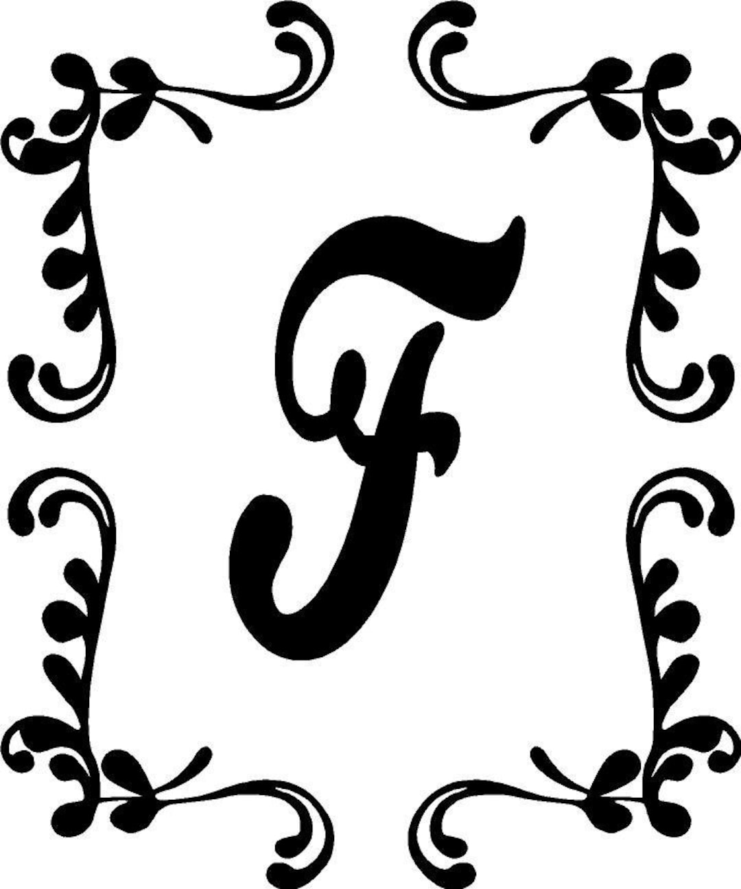 Monogram Vinyl Wall Art Initial Decal With Scroll Decor - Etsy