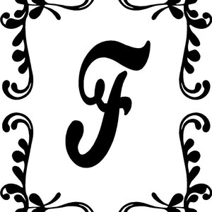 Monogram vinyl wall art Initial Decal with scroll decor