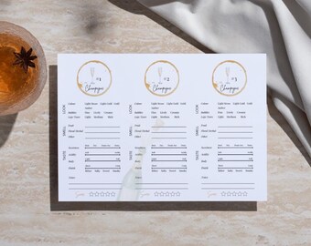 Champagne Tasting Sheet Printable | Elegant Wine Tasting Placemat | Blind Champagne Tasting Game | Instant Download | Bachelorette | Wedding