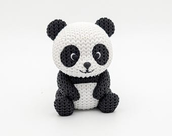 Panda Figurine | 3D Printed Knit-Style Panda Bear | Cute Desk Decor | Panda Lover Gift | Nursery Decor | Animal Lover Gift