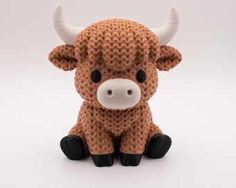 Highland Cow Figurine | Knit Style Desk Pet