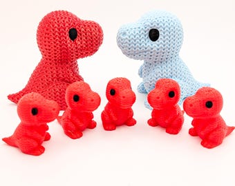 Mini T-Rex 5, 10, or 20 Pack | Tiny Knit-Style Dinosaur Figurines | Cake Toppers | Tiered Tray Decor | Party Favors | Dino Lover Gift
