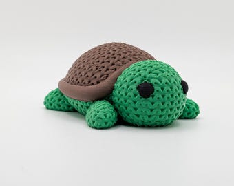 Turtle Figurine | Knit Style 3D Printed Desk Pet | Tortoise Gift | Nursery Decor