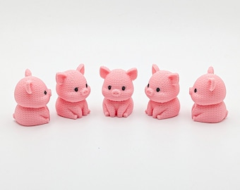 Mini Pig 5, 10, or 20 Pack | Tiny Knit-Style Piglet Figurines | Cake Toppers | Tiered Tray Decor | Farmhouse Decor | Pig Lover Gift
