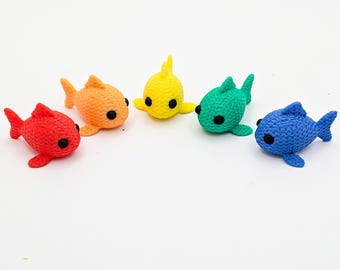 Mini Fish Rainbow 5, 10, 20, 40 Pack | Tiny Knit-Style Fish Figurines | Aquarium Decor | Cake Toppers | Tiered Tray Decor | Fish Lover Gift