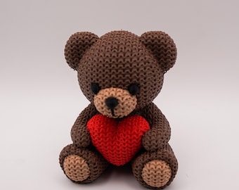 Teddy Bear Figurine | Cocoa Brown Knit Style Desk Pet