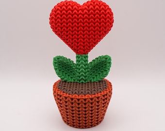 Heart Plant Figurine | Knit Style Valentine's Decor