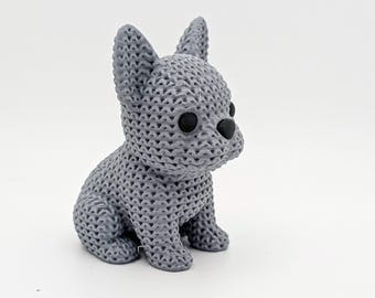 French Bulldog Figurine | 3D Printed Knit-Style Frenchie | Cute Desk Decor | Frenchie Lover Gift | Nursery Decor | Dog Lover Gift
