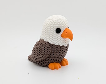 Bald Eagle Figurine | 3D Printed Knit-Style Eagle | Patriotic Desk Decor | Eagle Lover Gift | Americana Nursery Decor | Animal Lover Gift