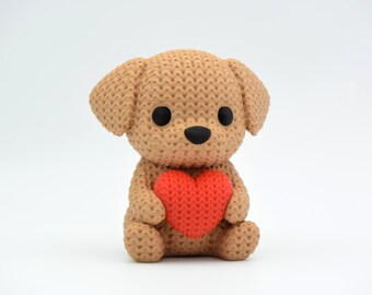 Valentine's Dog Figurine | Knit Style Valentine's Decor