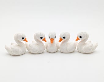 Mini Goose 5, 10, or 20 Pack | Tiny Knit-Style Goose Figurines | Cake Toppers | Tiered Tray Decor | Farmhouse Decor | Bird Lover Gift