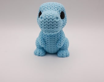 T-Rex Figurine | Blue Knit Style Dinosaur Desk Pet