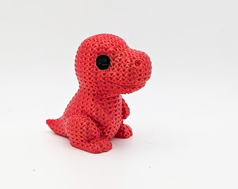T-Rex Figurine | Silk Shimmer 3D Printed Knit-Style Dinosaur | Red Iridescent Dino Decor | Dinosaur Lover Gift | Desk Pet | Gamer Gift