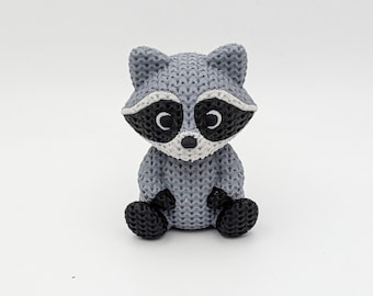 Raccoon Figurine | Knit Style Desk Pet