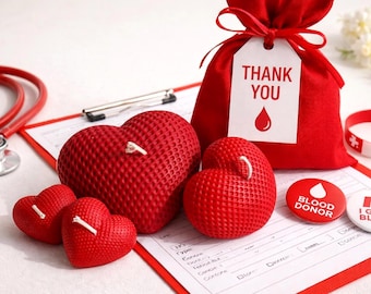 Velas cilíndricas en forma de corazón / Regalos para donantes / Velas de cera de soja natural