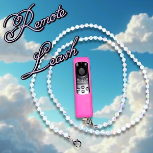 Pearl-Essence Rainbow Remote Leash: 10mm Beads, Nylon Cord, Keychain Connectors