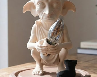 House Elf Dobby Inspired Lamp – Fantasy Creature Desk Lighting, 3D Printed Matte Wizard Decor