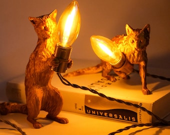 Cat Table Lamp - Feline Desk Light, 3D Printed Animal Lighting - Made in EU
