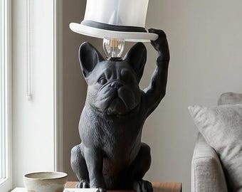 French Bulldog Table Lamp – Animal Desk Lamp, 3D Printed Sculptural Lighting