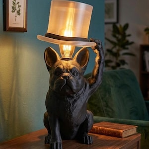 Lampada da Tavolo Bulldog Francese – Lampada Animale Scrivania, Scultura 3D