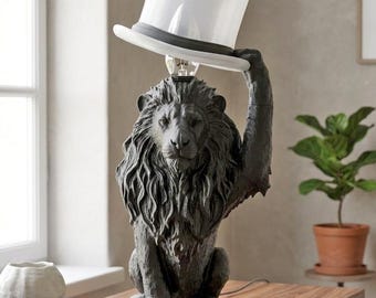 Lion Table Lamp – Animal Desk Lamp, 3D Printed Sculptural Lighting