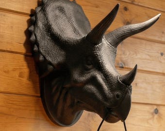 Dinosaur Wall Lamp - Triceratops Head Sconce, 3D Printed Rustic Lighting