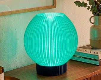 Turquoise Globe Table Lamp – 3D Printed Modern Night Light