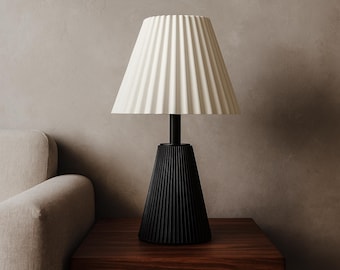 Pleated Table Lamp – Modern Black & White 3D Printed Bedside Light