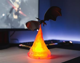 3D Printed Dragon Flame Lamp – Fantasy Desk Light, Sculptural Decor | Limited First Batch