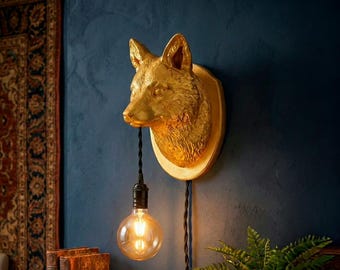 Fox Wall Lamp - Woodland Animal Wall Sconce, 3D Printed Forest Decor - Made in EU