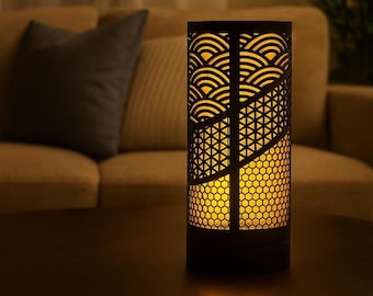 3D Printed Table Lamp – Geometric Pattern, Warm Ambient Light