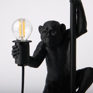 Pu&ograve; includere: Una lampada nera a forma di scimmia con una lampadina. La scimmia tiene la lampadina in mano. La lampada &egrave; un oggetto decorativo e viene probabilmente utilizzata per l'illuminazione ambientale. La lampada &egrave; realizzata in materiale scuro.