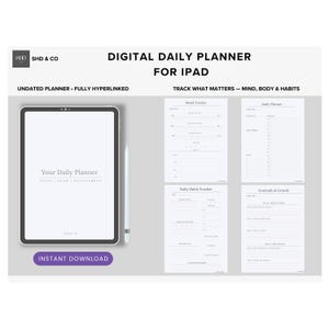 Daily Planner for iPad | Digital Planner Hyperlinked Undated PDF | GoodNotes & Notability