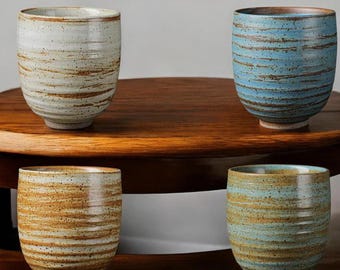Handgemaakte Japanse keramische theekop – rustiek Yunomi-steengoed – Wabi-Sabi-aardewerk Matcha-kop – Traditioneel ambachtelijk theecadeau