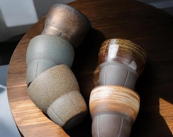 Handgemaakte Japanse keramische bekerset | Theebekers van rustiek aardewerk | Wabi-Sabi aardewerk koffiekopjes | Ambachtelijke matcha-mok | Cadeau voor theeliefhebbers