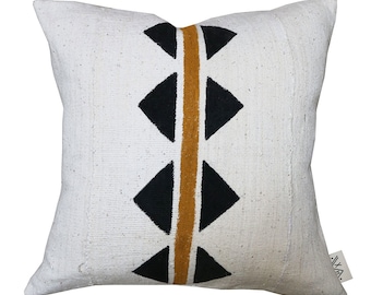 Vintage Baule Pillow: Late Summer Kilima Bogolan Mudcloth Pillow Cover by