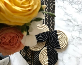 Black and Natural Mod Sisal Coasters - Uganda