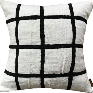 GRID Mod White Mud Cloth/ African Mudcloth Pillow image 4