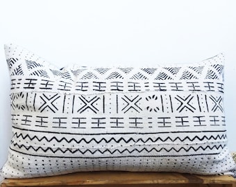 BAMAKO White Mudcloth Pillow Covers